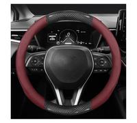Non Slip Steering Wheel Cover Carbon Fiber Leather Steering Wheel Cover For Toyota For Vios For Hilux For Camry For Harrier For Innova For Rush For Yaris For Alphard(Wine Red)