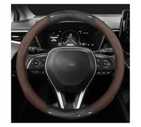 Non Slip Steering Wheel Cover Carbon Fiber Leather Steering Wheel Cover For Toyota For Vios For Hilux For Camry For Harrier For Innova For Rush For Yaris For Alphard(Coffee)