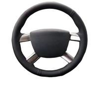 Non-Slip Steering Wheel Cover For Focus 2 2005-2010 2011 For Kuga 2008-2010 2011 For C-MAX 2007-2010 Car Steering Wheel Cover Hand Sewing Microfiber Leather(White Thread)