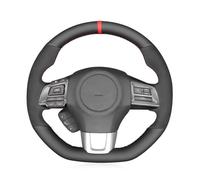 Non-Slip Steering Wheel Cover For Subaru For WRX For STI For Levorg 2015 2016 2017 2018 2019 Hand-stitched Black Leather Suede Car Steering Wheel Cover(Gray Thread)