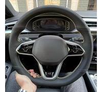 Non-Slip Steering Wheel Cover For VW For Atlas For Golf 8 For Mk8 For Jetta For Passat For B9 For Tiguan For Sharan Leather Car Steering Wheel Cover Braid(Black Thread)