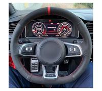 Non-Slip Steering Wheel Cover For VW For Golf 7 For GTI For MK7 For Polo For GTI For Scirocco 2015 2016 Car Steering Wheel Cover Genuine Leather Suede ProtectiveCover(Style 4)