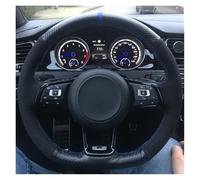 Non-Slip Steering Wheel Cover For VW For Golf 7 For GTI For MK7 For Polo For GTI For Scirocco 2015 2016 Car Steering Wheel Cover Genuine Leather Suede ProtectiveCover(Style 5)