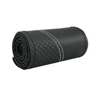Non-Slip Steering Wheel Cover Layer Leather Steering Wheel Cover Breathable Braid Car Steering Cover Anti Slip Steer Wheel Protector Interior(Black and white)