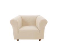 Non-Slip Stretch Chesterfield Sofa Cover - Fabric Armchair Slipcover, Pet-Resistant Furniture Protector, Soft Living Room Decor (Nature, Chair)
