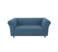 Non Slip Stretch Chesterfield Sofa Cover Soft Pet Resistant Slipcover for 2 Cush Loveseat Durable Fabric Protector Blue Living Room Decor