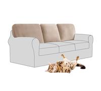 Non-Slip Stretch Velvet Sofa Backrest Covers - 3 Pcs Rectangle Cushion Slipcovers for Chesterfield Caravan RV Dinette - Stylish Protection for Your Couch