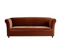 Non-Slip Stretch Velvet Sofa Cover for 2-Seat Chesterfield Couch Easy to Clean Fur Protector in Sun Coffee - Stylish & Durable Slipcovers - Love Included