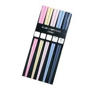 Non Slip Sushi Chopstick, Fashion Color Octagonal Chopsticks, 5 Pairs Japanese Reusable Chopsticks with Storage Box for Sushi, Ramen (F)