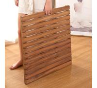 Non-Slip Teak Shower Mat 30x80cm - Square Bath Mat with Draina, Slatted Design for Bathroom & Outdoor Showers, & Water-Resint Flo Solut