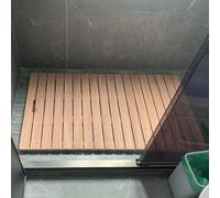 Non-Slip Teak Wood Bath Mat for Shower & Pool, Waterproof, Commercial Grade, Square Spa Mat, Anti-Slip Bathroom Floor Rug, Ele Wood Bathing Accessory