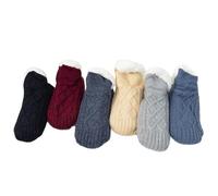 Non-Slip Thermal Winter Slipper Socks for Women & Men, Cozy Fleece-Lined Indoor House Boot Socks with Gripper Sole, UK Sizes 4-12, Fits Shoe Size 22.5-29cm (grey,3X-Small)