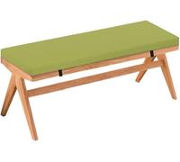 Non Slip Thick Rectangular Bench Cushion with Fixed Strap High Density Foam Seat Pad for Indoor/Outdoor Furniture, Piano, Dining Room, Window Green, 39x16 inches