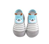 Non Slip Toddler Sock Shoes Baby First Walking Shoes with Rubber Sole Cute Cartoon Infant Slipper Barefoot Shoes Newborn Indoor Outdoor Shoes Socks for Baby Girls Newborn Grey