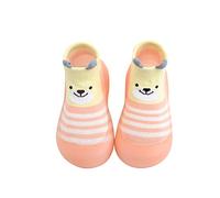 Non Slip Toddler Sock Shoes Baby First Walking Shoes with Rubber Sole Cute Cartoon Infant Slipper Barefoot Shoes Newborn Indoor Outdoor Shoes Socks for Baby Girls Newborn Pink
