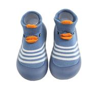 Non Slip Toddler Sock Shoes Baby First Walking Shoes with Rubber Sole Cute Cartoon Infant Slipper Barefoot Shoes Newborn Indoor Outdoor Shoes Socks for 0-30 Months Baby Girls Newborn Blue