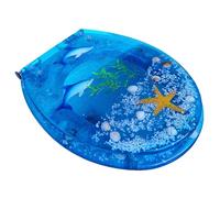 Non Slip Toilet Seat, Resin Toilet Seat, Easy Clean Loo Toilet Seat with Adjustable Hinges Standard Toilet Seat, Fits Most Sized Toilets, for U/V/O Type Toilet, with Fittings, Blue