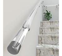 Non-Slip Transparent Acrylic Indoor Railings - Wall-Mounted Safety Set for Seniors & Kids - Durable Silver Brackets for Enhanced Stability & Security