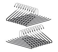 Relaxdays Clothes Set of 20, Non-slip, Garment Hangers, For Trousers, PVC-coated Metal, Multipack, 18 cm, Black, Iron, 35 x 18 x 0.5 cm