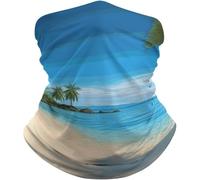 Non-Slip Tube Scarf,Hawaiian Beach with Palm Trees,Headwear Breathable Face Cover for Outdoor Running Yoga 26X30cm