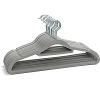 Non Slip Velvet Hangers | Heavy Duty Grey Felt Coat Hangers |360 Degree Swivel Hooks |Premium Space Saving Design (Grey, 150)