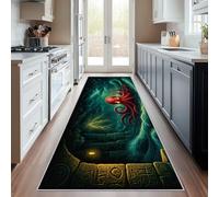 Non Slip Viking Octopus Runner Rug for Hallway Washable, 60 x 120 cm Norse Rune Lightning Carpet Runner Extra Long for Living Room, Hall, Kitchen, Bedroom, Indoor Door Mat, Ultra Thin