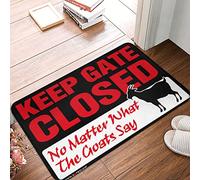 Non Slip Vintage Kitchen Decor And Accessories Entrance Mat Keep Gate Closed No Matter What The Goat Say - Colorful | Bar Floor/Laundry Room Runner Rug Non Slip - Round, Graphic(65X90CM)