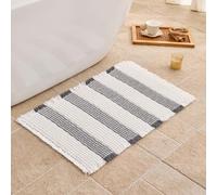 Non-Slip Waffle Bath Mat, Boho Bathroom Rug, White/, 20"x32" | Non-slip waffle bath mat adds boho style to your bathroom in a versatile white and colorway, sized 20"x32".