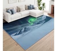 Non Slip Washable Area Rugs 120x170 cm, Dreamy Green Northern Lights Carpet | Non Shedding Rugs, Soft Natural Scenery Fantasy Floor Carpet for Bedroom Living Room Dining Room Easy To Clean