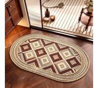 Non Slip Washable Bathroom Rugs, Mold Absorbent Bath Mat, 3 Colours 4 Sizes | Braided Sari-linen Shower Mat, Ultra Thin Bathroom Mat, For Shower Outside, Sink, Home Decor(Red,60*90cm)