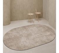Non-Slip Washable Oval Area Rug - Khaki 140x150cm Soft Teph Material Easy-Clean for Living Room & Bedroom Accent Rug