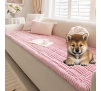 Non-Slip Washable Pet Couch Cover for 3-Cushion Sofas Soft Fuzzy Sofa Protector for Dogs & Cats Durable Pink Furniture Cover Fits 35.4x63in/90x160cm Sofas