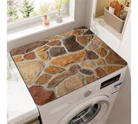 Non-Slip Washer Dryer Protector Covers,Stone Pebbles Anti-Scratch Dust-Proof Washing Machine Top Cover,Multi-Functional Cuttable Mat For Laundry Room Dish Coffee Bar Worktop (Brown,60 x60 cm)