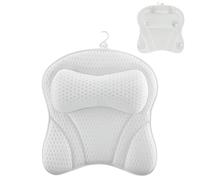 Non-Slip Waterproof Bath Pillow | Ergonomic Neck and Head Rest Cushion for Spa | Ideal Bath Accessories with Suction Cups | Fits Over Bath Tray or Jacuzzi Bath Mat