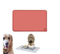Non-Slip Waterproof Dog Cat Food Mat, Silicone Bowl Placemat with High Lip, Easy Clean Food Grade BPA Free Pet Meal Pad, Raised Rim Stops Mess, Dishwasher Safe Feeding Tray (Red, 48 × 30cm)