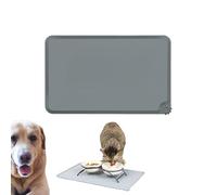Non-Slip Waterproof Dog Cat Food Mat, Silicone Bowl Placemat with High Lip, Easy Clean Food Grade BPA Free Pet Meal Pad, Raised Rim Stops Mess, Dishwasher Safe Feeding Tray (Grey, 48 × 30 Plus)