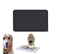 Non-Slip Waterproof Dog Cat Food Mat, Silicone Bowl Placemat with High Lip, Easy Clean Food Grade BPA Free Pet Meal Pad, Raised Rim Stops Mess, Dishwasher Safe Feeding Tray (Black, 48 × 30cm)