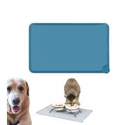 Non-Slip Waterproof Dog Cat Food Mat, Silicone Bowl Placemat with High Lip, Easy Clean Food Grade BPA Free Pet Meal Pad, Raised Rim Stops Mess, Dishwasher Safe Feeding Tray (Blue, 55 × 38 cm Plus)