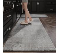 Non slip waterproof kitchen mat featuring cushioning for standing comfort and stable placement on various floor surfaces (Gray)