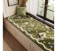 Non-Slip Window Sill Cover,Vintage-Style Windowsill Mat | Faux Cashmere Surface, 10mm/0.4in Thick,Suitable For Use On Bay Windows And Balconies(PatternL,60x180cm/23.6x70.9in)