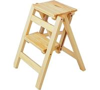 Non-Slip Wooden Folding Step Ladder - 2-Step Stool Chair Portable Multi-Function Safe Household Foot Stools for Easy Access to High Places Ideal for Stairs and Home Use