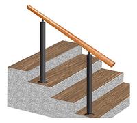 Non-Slip Wooden il for Stairs with 2 Wrought Iron Posts - Glass Balustrade Railing Post Safety Stair Rail for Loft & VillaPicket Design