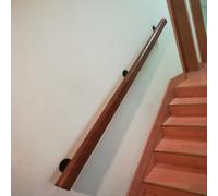 Non-Slip Wooden ils with Metal Bracket - Safe Support for Elderly & Children, Indoor/Outdoor Railing for Corridors & Patios, 150 cm Light Walnut h