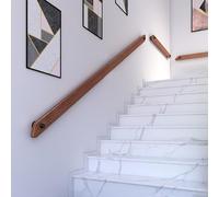 Non-Slip Wooden Stair Railing for Safety Round il with Brackets Complete Set for Elderly & Kids (C 50 cm) - Stair Grip Support for Stability