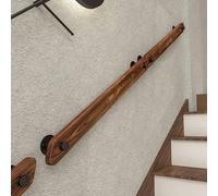 Non Slip Wooden Stairs Banister Handrail with Brackets, Hand Railing Grab Bar for Interior Corridor Villa Loft