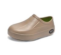 Non Slip Work Clogs Men's Women's Garden Chef Shoes Lightweight Slip On Mules Waterproof Wide Fit Low Cut Wellies Shoes Rubber Rain Boots Kitchen Restaurante Food Service Shoe Khaki