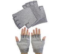 Non Slip Yoga Gloves - Pilates Fingerless Exercise Grip Gloves with White Silicone Dots (1 Pair), UK 3/5 - Grey