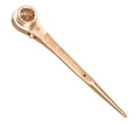Non-Sparking 19mm x 22mm Scaffold Ratchet Wrench Beryllium Copper 285mm Length 12-Point Double Ended Non-Magnetic & Corrosion Resistant Podger Tool