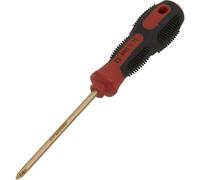 Non-Sparking Phillips Screwdriver - #1 x 75mm - Soft Grip Handle - Die Forged