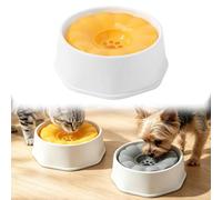 Non-Spill Pet Water Bowl 1000ml Large Capacity, Slow Drinking Floating Tray Design, AntiSplash Water Dispenser for Dogs and Cats, Stable Octagonal Base Keeps Floors Dry, PP Material (Orange)